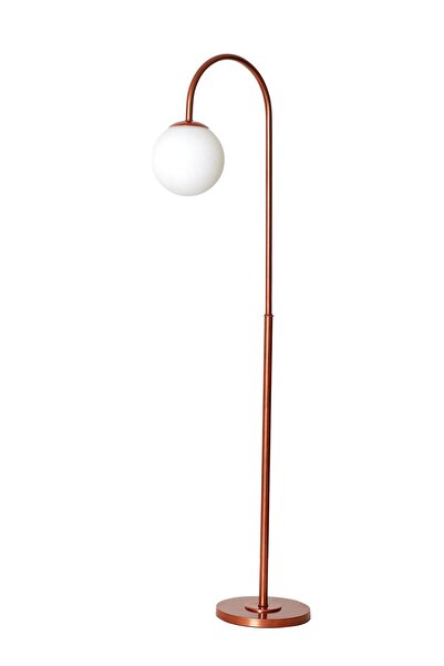 Luzarana Amor Bakır Metal Gövde Beyaz Camlı Tasarım Lüx Yerden Aydınlatma Lambader