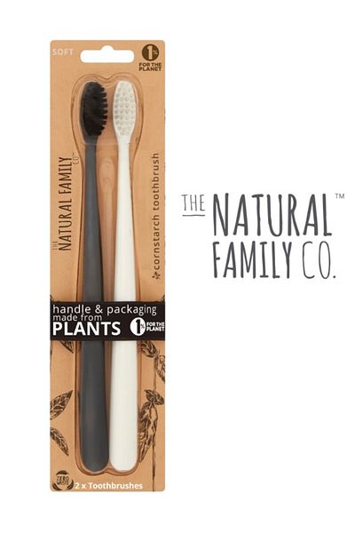 The Natural Family Co Nfco Toothbrush 2-Pack (Black & Ivory)