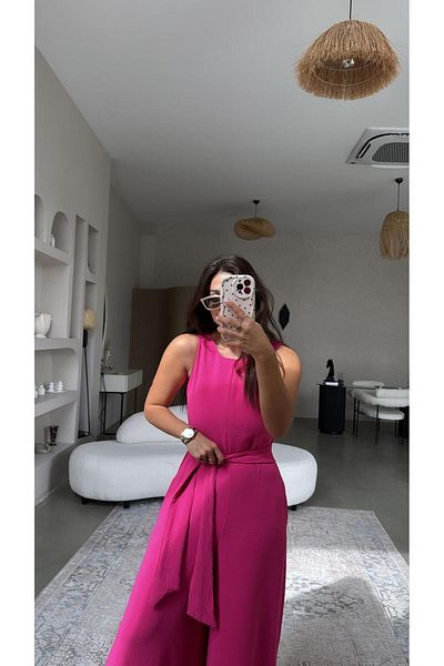 Buket Teke Fuchsia Wide Leg Jumpsuit