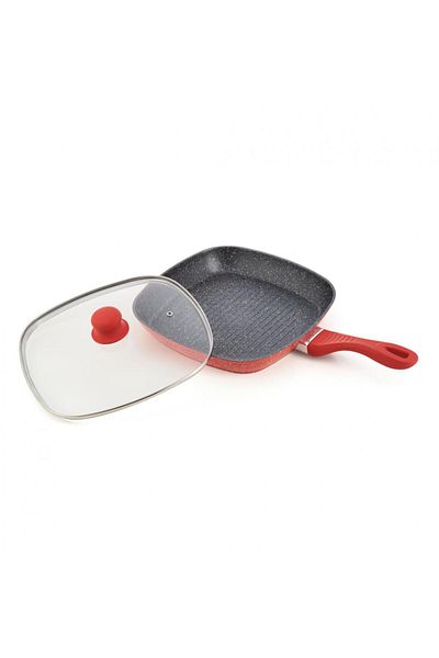 Cooking by Heinner ALUMINUM GRILL PAN + LID 28 x 4 CM, ORANGE GRAYS