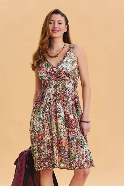 Los banditos Φόρεμα Bohemian Style με διπλό στήθος V-λαιμόκοψη