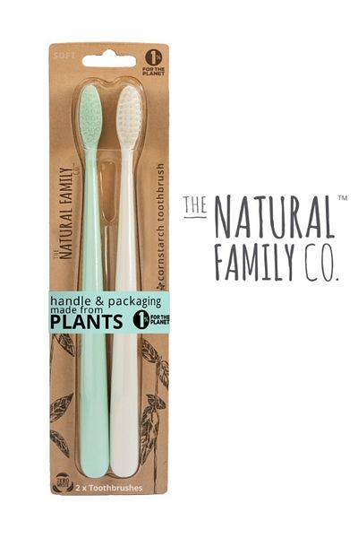 The Natural Family Co Nfco Toothbrush 2-Pack (Mint & Ivory)