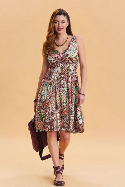 Los banditos Φόρεμα Bohemian Style με διπλό στήθος V-λαιμόκοψη