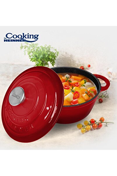 Cooking by Heinner ENAMELLED CAST IRON PAN+LID 22 x 9.5 CM, 2.9L, RED LINE
