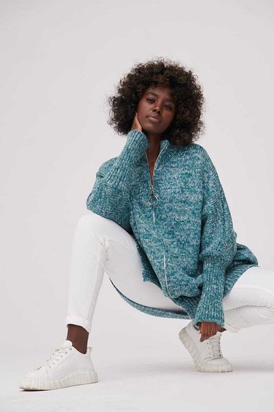 Blue Shadow Cardigan Panga 3 pentru femei, bleumarin, melanj