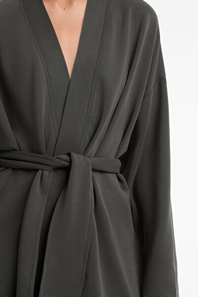 Oysho Long Soft Touch kimono jacket with modal
