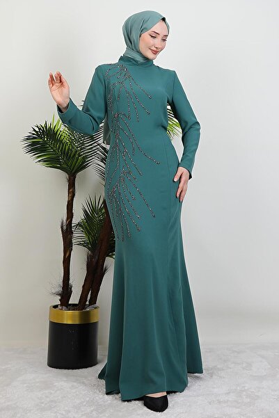 GİYZAMİLA Hiranur Τεσσαρία Φόρεμα Σκούρο Μιντ