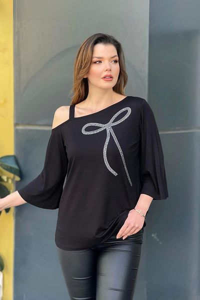 aytemas Strappy Ribbon Printed Detailed Blouse