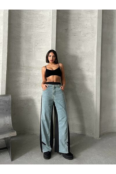 ADA MODA Pantaloni evazati din fas cu denim