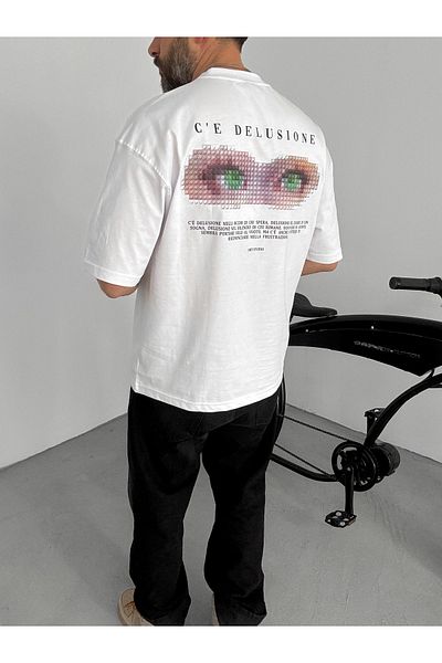 BYBASICMAN White Pixeleye Oversize T-Shirt Lb-2015