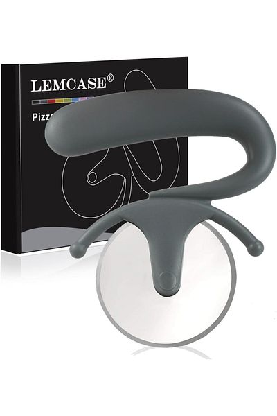 Lemcase Lemcase pizza slicer, stainless steel/silicone, silver/gray, 13.2 x 3.5 x 8 cm
