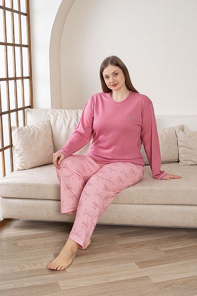 Alcteks 100% Cotton Large Size Long Sleeve Women's Pyjamas Set