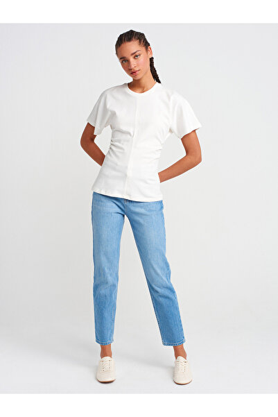 Dilvin 31585 Detailed Ecru T-Shirt