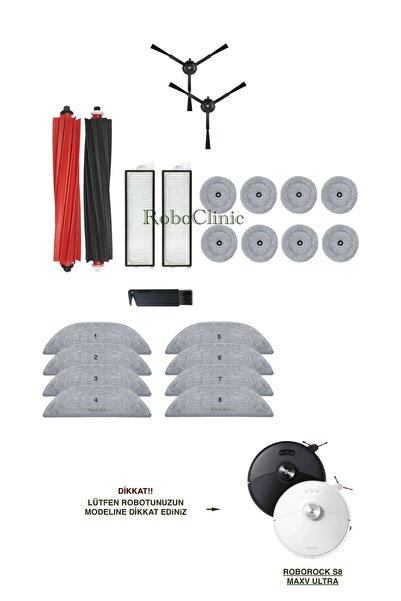 Roboclinic Perii compatibile Roborock S8 MaxV Ultra, filtru Hepa, mop, set de...