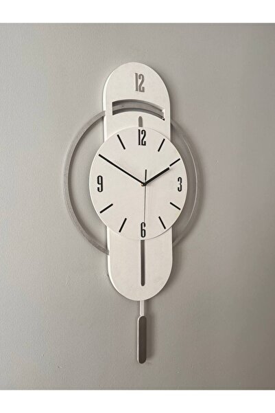 Ronson 80 cm Büyük Boy Dekoratif Sarkaçlı Saat Beyaz Sessiz Akar Mekizma El Y...