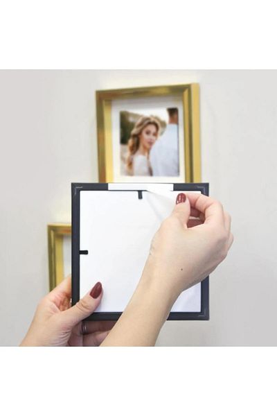 LİFE GLOBAL Golden 14X14Cm Pola Square Photo Frame with Adhesive Removable Mat