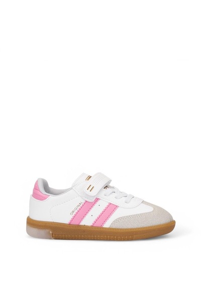 Tuğba Ortopedi 044 حذاء رياضي بناتي مضاء باللون الأبيض/الوردي