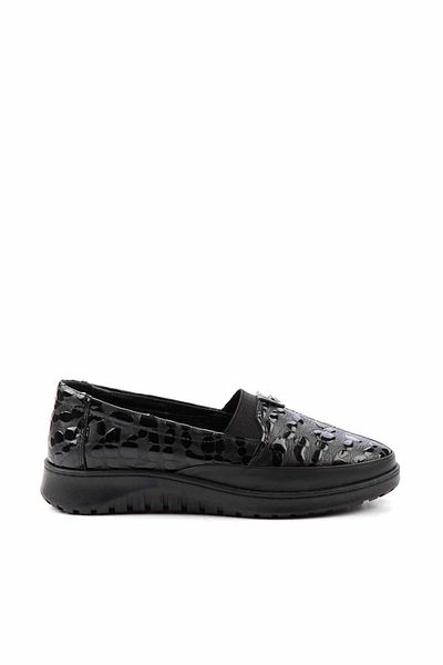 Bambi Black Crocodile Genuine Leather Women's Casual Shoes01331750011