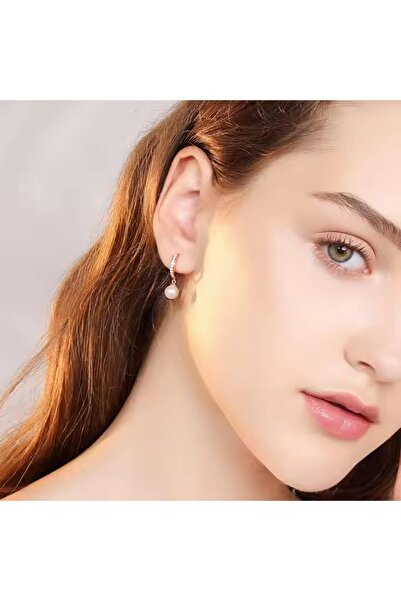 toptanhanem Şık Ve Minimalist Inci Küpe – Kararmaz Antialerjik, Zirkon Detaylı Çelik Küpe 8 Mm Inci Gümüş