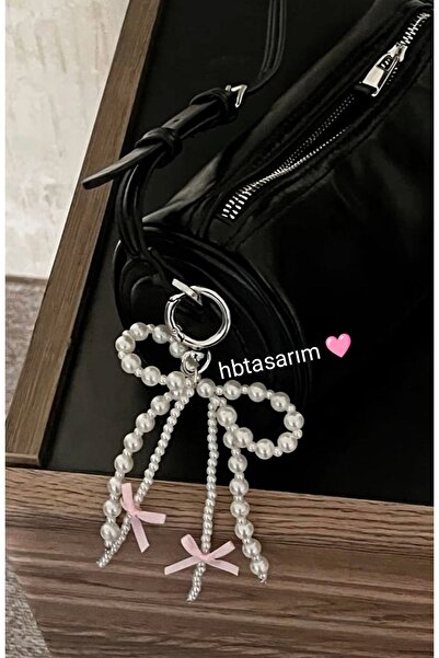 hbtasarim Pembe fiyonk çanta charmı