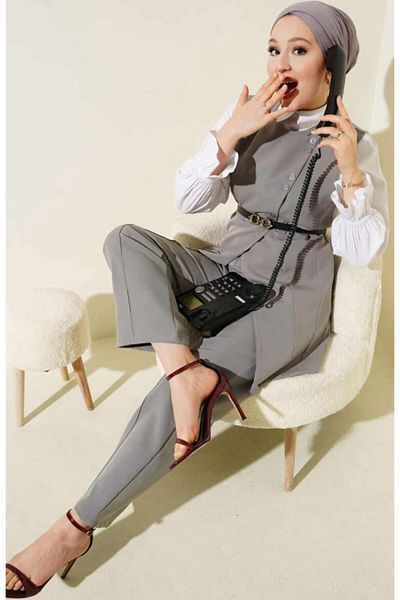 YILMAZBARMAZ Women's Cross Mini Buttoned Two-Piece Suit