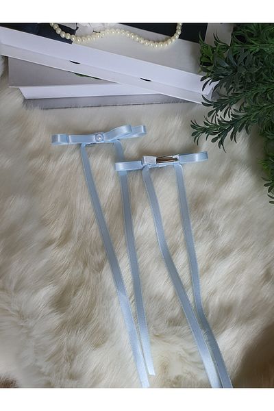 Fiyonks Atölye Accesoriu pentru păr cu clemă cu fundă din satin, 2 bucăți, agrafă pentru femei, cu perle
