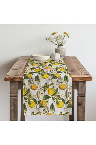 Meine Home Limon Desenli Keten Runner Dertsiz Kumaş