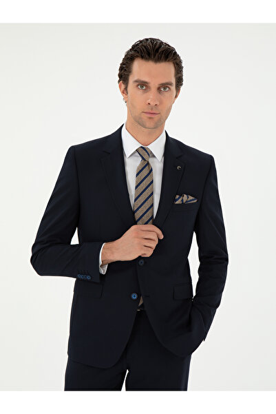 Cacharel Koyu Lacivert Slim Fit Klasik Takım Elbise 50310167-VR100