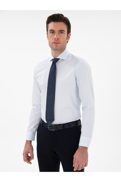 Cacharel Açık Mavi Slim Fit İtalyan Yaka Klasik Gömlek 50305851-VR003