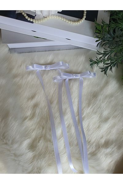 Fiyonks Atölye Accesoriu pentru păr cu clemă cu fundă din satin, 2 bucăți, agrafă pentru femei, cu perle