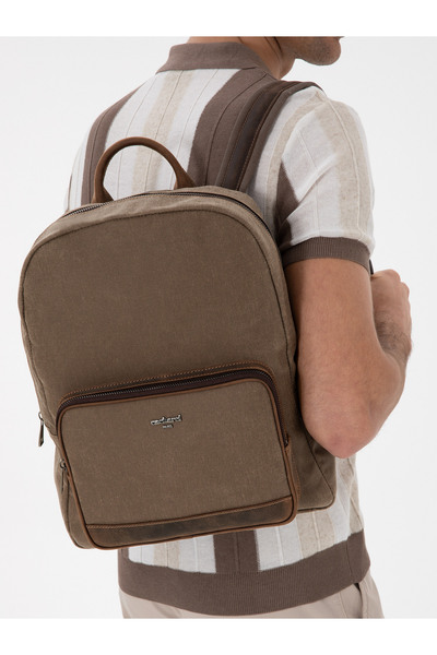 Cacharel Erkek Vizon Deri Karışımlı Sırt Çantası 50306418-VR052