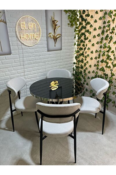 ELEN HOME Polo Sandalye Masa Sandalye Takımı 4 Kişilik Yemek Masası Takımı Mu...