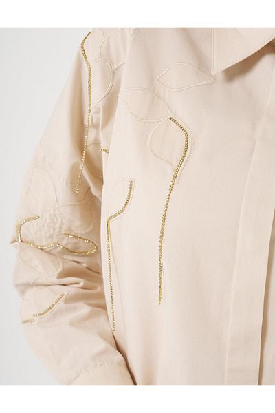 Kayra Stone Embroidered Cotton Tunic Cream-71006