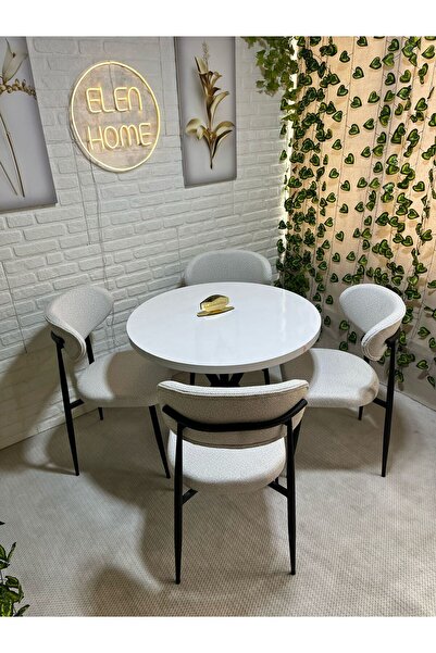 ELEN HOME Polo Sandalye Masa Sandalye Takımı 4 Kişilik Yemek Masası Takımı Mu...