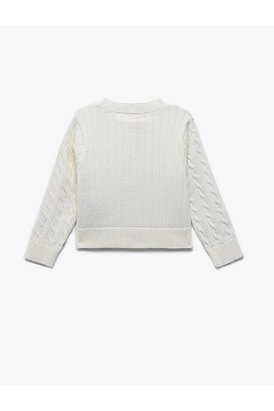 Koton Long Sleeve Crew Neck Bow Detailed Hair Knit Knitwear Cardigan