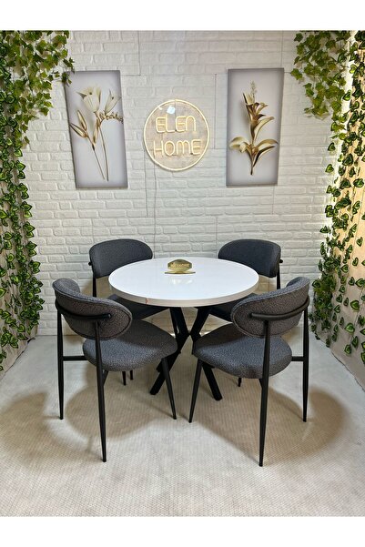 ELEN HOME Polo Sandalye Masa Sandalye Takımı 4 Kişilik Yemek Masası Takımı Mu...