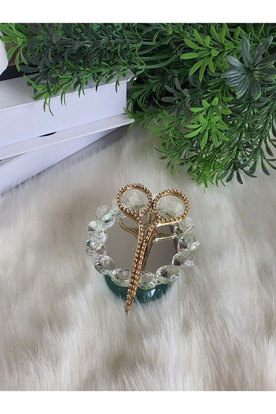 Fiyonks Atölye Promise, Engagement Scissors, Gold Color, Gold Color Scissors, Stone Scissors