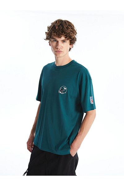 LC Waikiki Tricou pentru bărbați din bumbac pieptănat cu mânecă scurtă cu decolteu