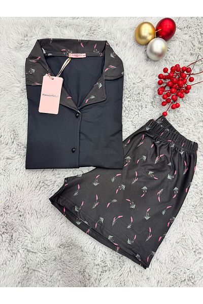 pijamaworld Short Sleeve Front Buttoned Shorts Pajama Set