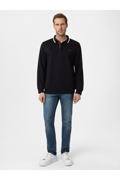 LC Waikiki Nevavm with a Difference Polo Collar Long Sleeve Pique Men's T-Shirt
