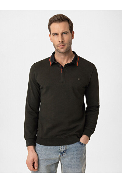 LC Waikiki Nevavm with a Difference Polo Collar Long Sleeve Pique Men's T-Shirt