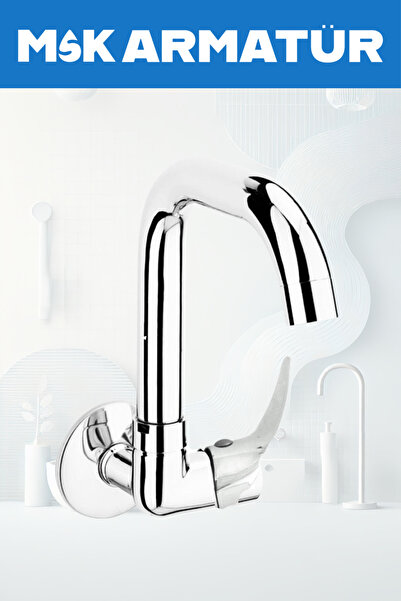 MSK DUVARDAN TEK SU ÇIKIŞLI KÖŞE BORULU EVİYE LAVABO BATARYASI ÇEŞMESİ