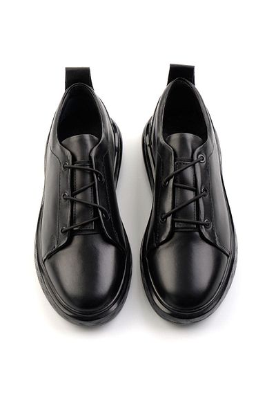 Bambi Black Leather Men's Casual Shoes E 01401083843