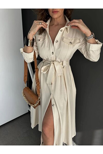 QİMYA BUTİK EGZOTIK ASORTIK Жіноча сукня на ґудзиках Safari Сорочка з манекенними рукавами