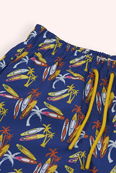 Panço Erkek Çocuk Sörf Tahtası Desenli Mavi Deniz Şortu