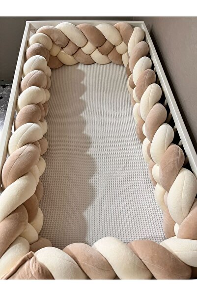 ısıklıtoplarrengarenk حماية سرير أطفال 420 سم 4 محبوكة - بني فاتح