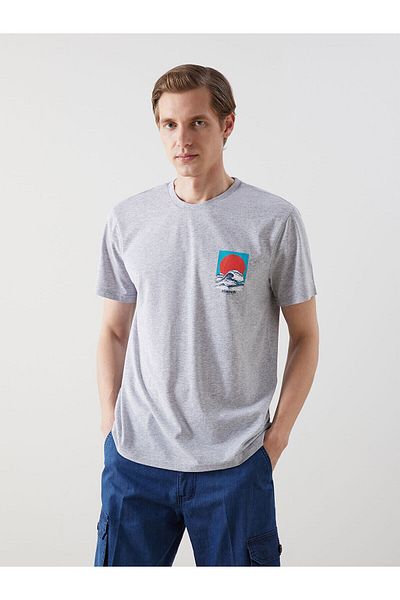 LC Waikiki New Season Crew Neck Short Sleeve Printed Combed Cotton Men's T-Shirt - S5J875Z8