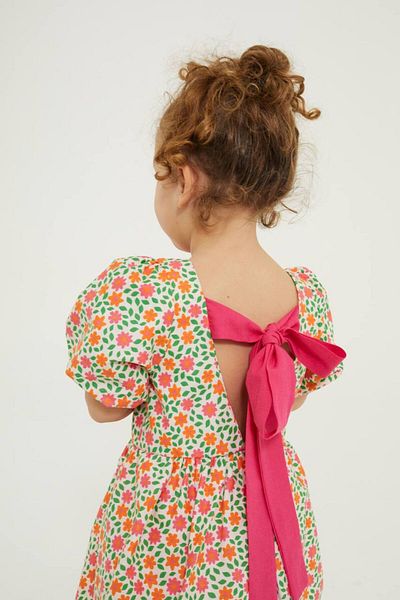 anonim Girl's Design Back Ribbon Tie Spring Dress