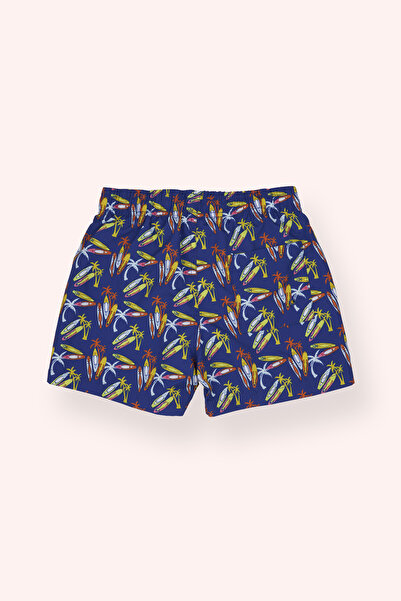 Panço Erkek Çocuk Sörf Tahtası Desenli Mavi Deniz Şortu