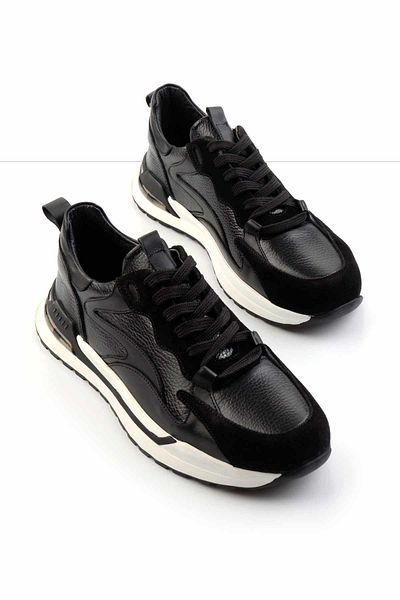Bambi Black Leather Men's Sneaker E01011027341
